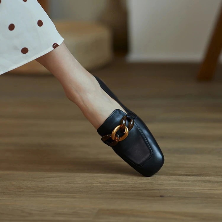 パンプスIns韓国金属ボタン角頭平底水晶とレジャーローファー 楽ちんフラットパンプス フラットサンダル スリッパ