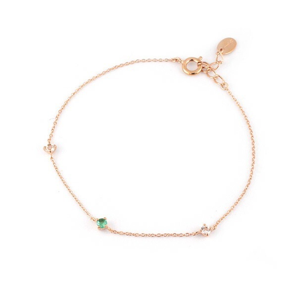 リボン済＆紙袋 ブレスレット 正規品 レディース 5月 誕生石 誕生日 3石モチーフ エメラルド トパーズ シルバー素材 祝い