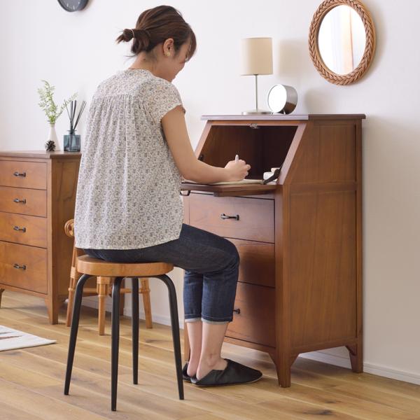 ライティングチェスト チェスト 4段 ナチュラル 北欧 モダン 木製 おしゃれ 和モダン カントリー調 収納棚 引き出し 机 書き物 小さい 小型 コンパクト