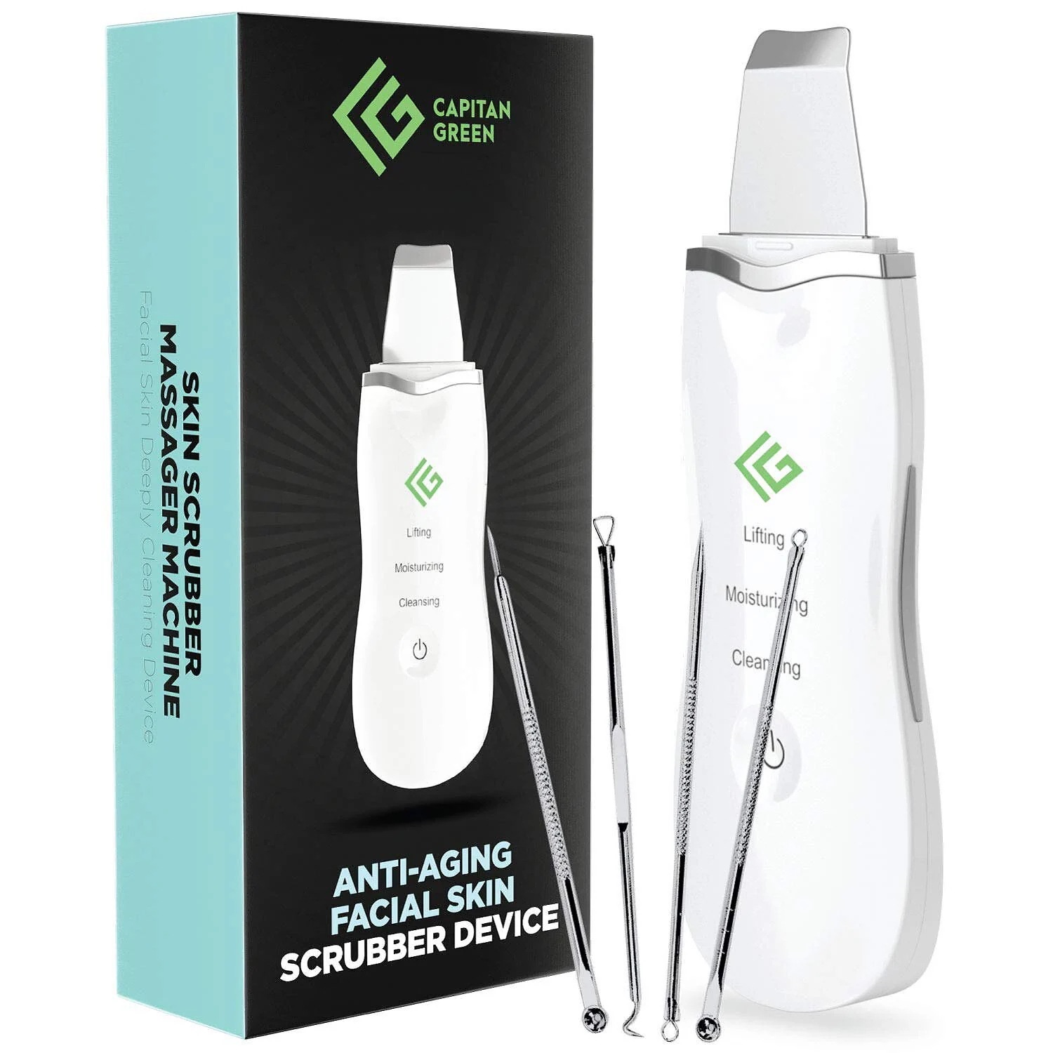 キャプテングリーンスキンスクラバーフェイススパチュラポーレスクリーナーの剥離剤ブラックヘッドリムーバ