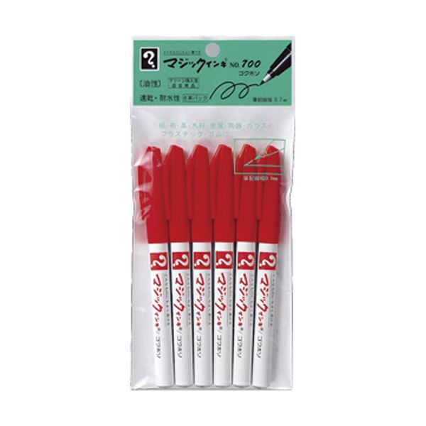 （まとめ） 寺西化学工業 マジックインキ M700-T2-6P 極細 赤 6本(×20セット)