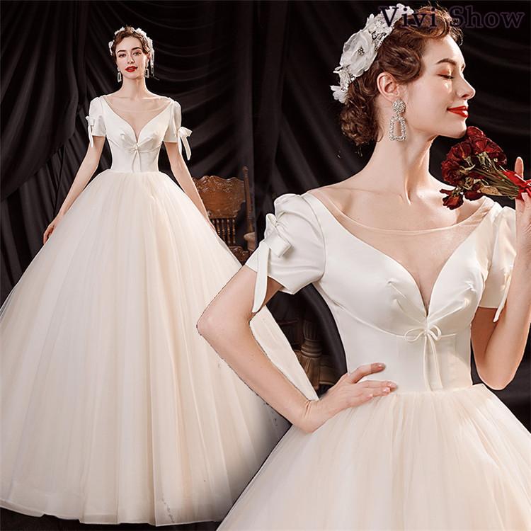 【赤字開催】ウェディングドレス 谷間見せドレス 欧米ドレス 花嫁 結婚式 披露宴 大きいサイズ Aラインドレス ブライダルドレス ロングドレス お姫様