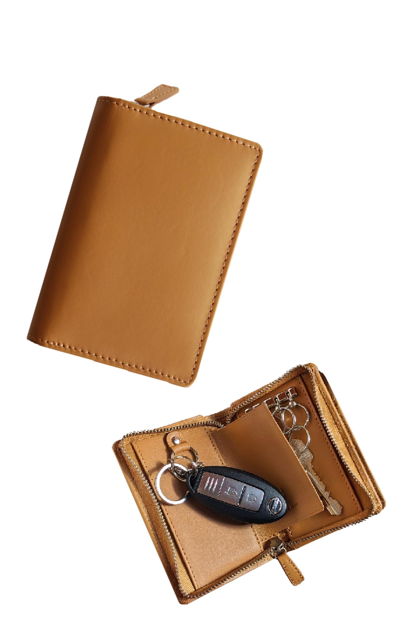 [mieno] キーケース レディース メンズ スマートキー対応 (キャメル)