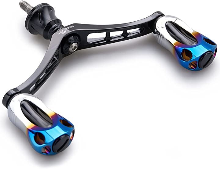 92mm リール ハンドル 22mm ノブ 搭載 シマノ ダイワ 通用 スピニングリール用 Aurora Series 575(ブラック)
