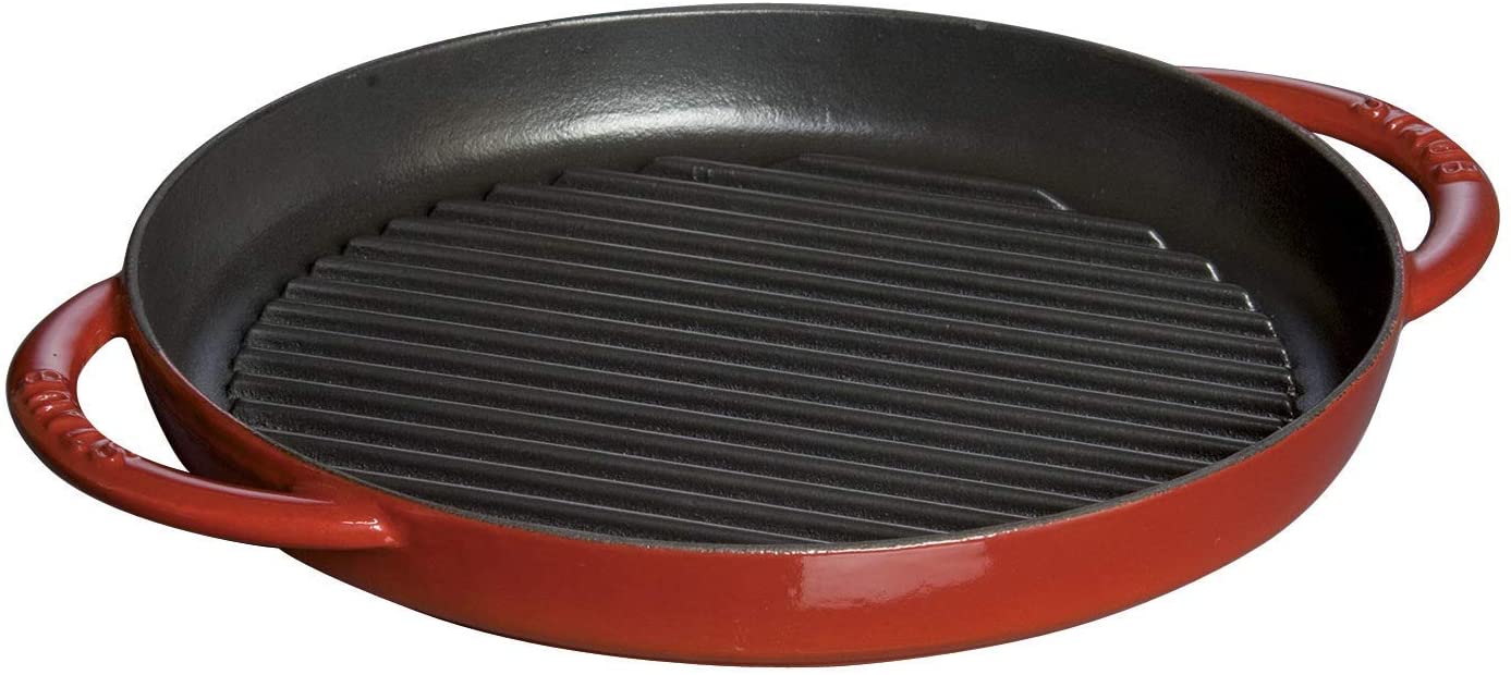 staub ストウブ 「 ピュアグリル ラウンド チェリー 26cm 」 グリルパン 両手 鋳物 ホ