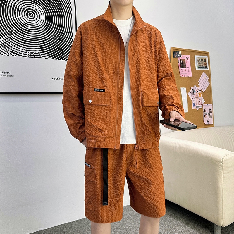 速乾スポーツサマーカジュアルスーツゆったり日焼け止めスーツメンズ高級ショーツティーン向け2点セット