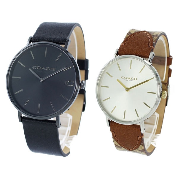 コーチ 夫婦 カップル シンプル ペア ウォッチ 腕時計 手表 メンズ レディース ブラック ブラウン レザー 誕生日プレゼント ポイント消化