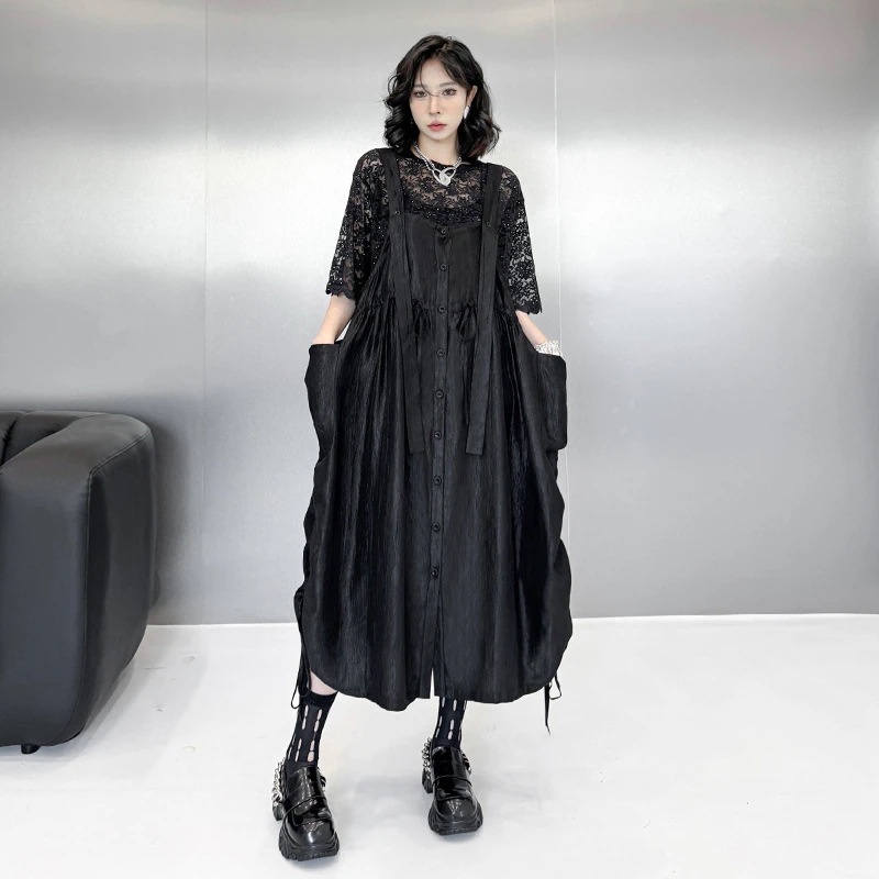 【J.Fashion】 サロペットワンピース 調節可能 初秋 巾着 レディース キャミワンピース30%までに制限