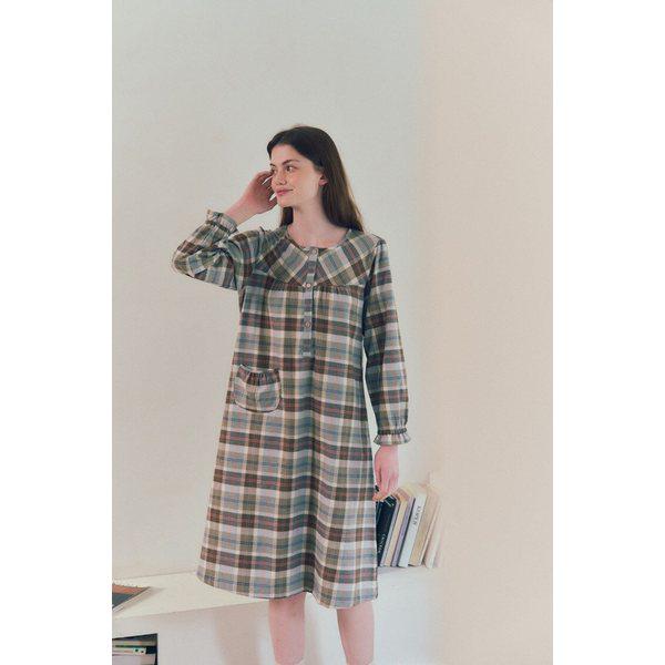 ブラックラベル)軽くて暖かい綿カシミヤ先染めチェックガウンVGN4563