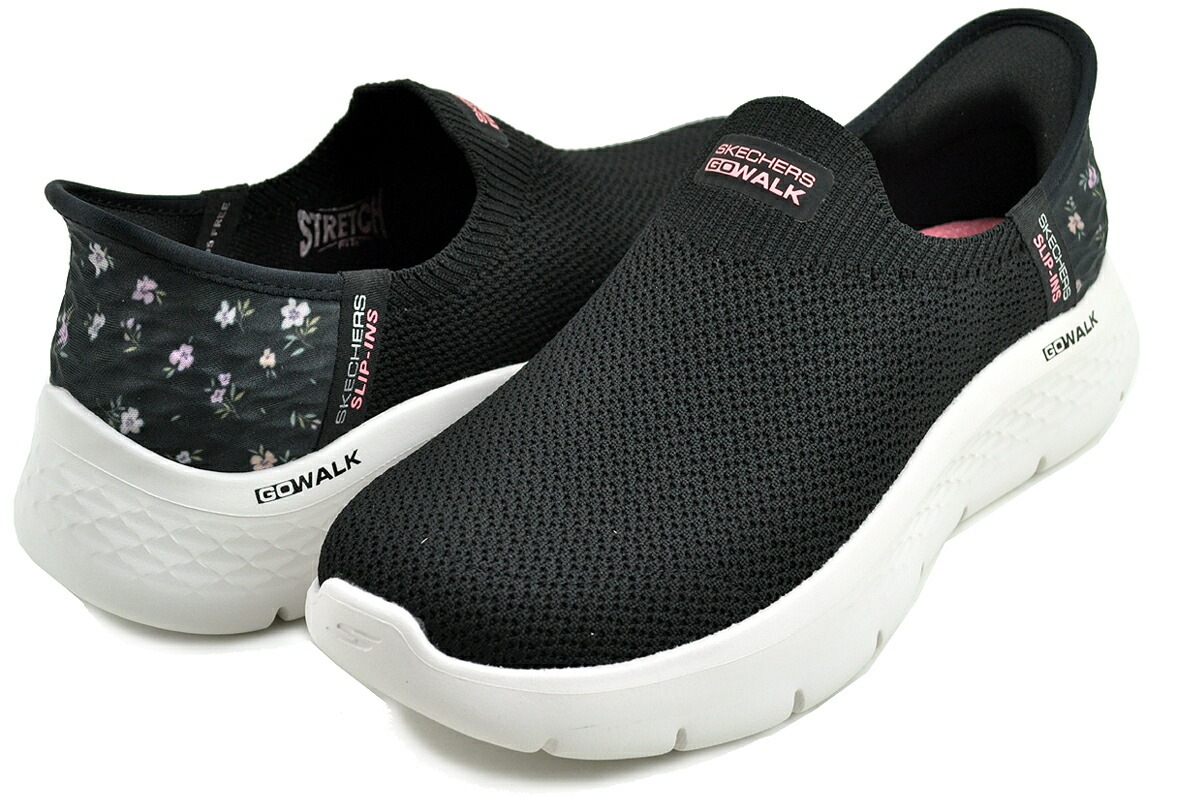 ゴーウォーク フレックス サンセットローズ ブラック ピンクスリップオン ハンズフリー HeelPillow ヒールピロー 124822-bkpk