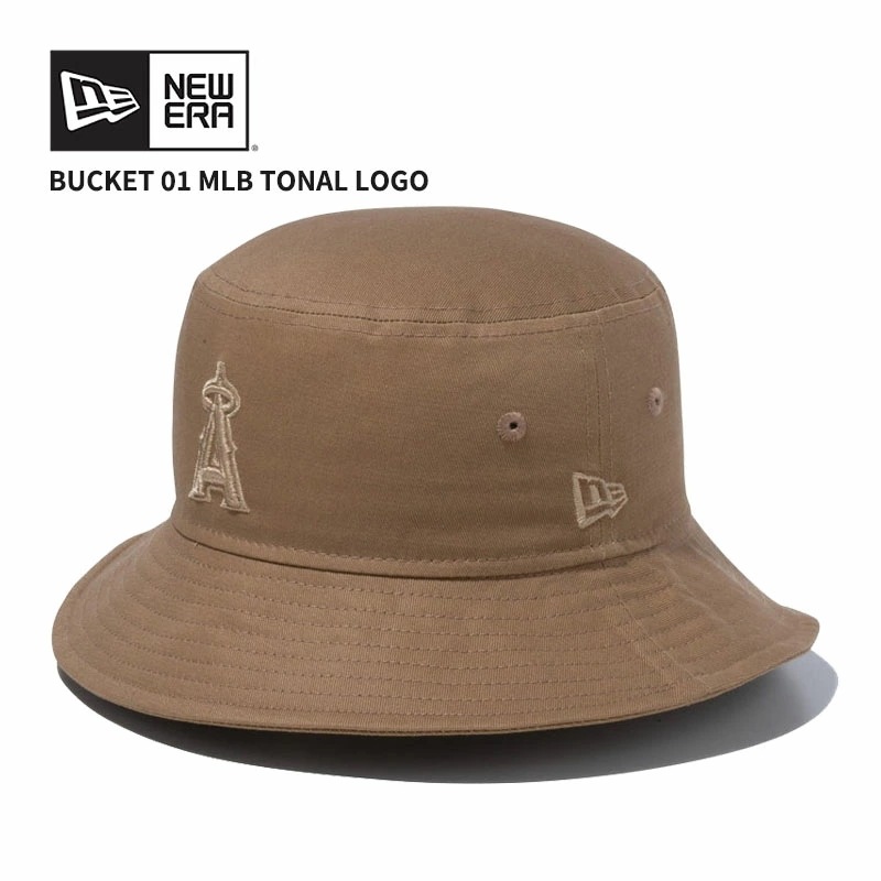 ニュー エラ NEW ERA バケット01 MLB Tonal Logo ロサンゼルスエンゼルス カーキ バケットハット 帽子