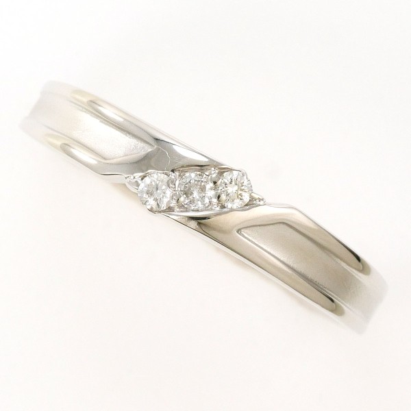 K14 14金 WG リング 指輪 18.5号 ダイヤ 0.09 ジュエリー 中古