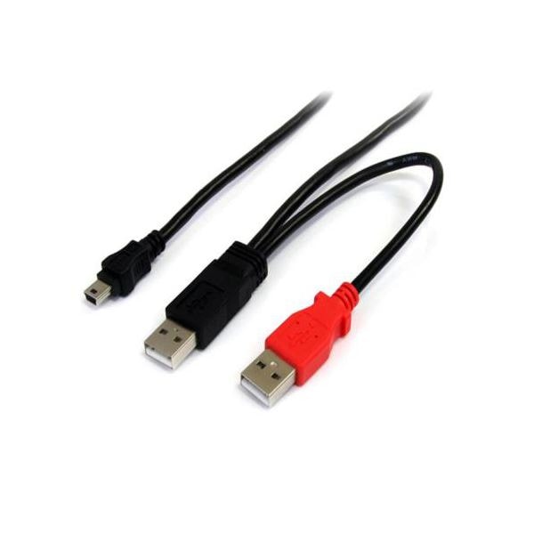 （まとめ） StarTech.com USB Y字給電ケーブル 1.8m USB A-mini B（Y型分岐パワーケーブル） ブラックUSB2HABMY6 1本 (×5セット)