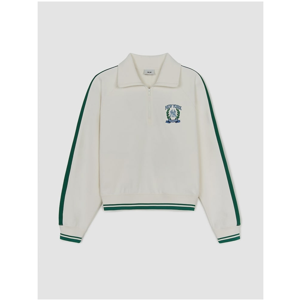 MLB 女性用スポーティーバーシティトラッククロップハーフジップアップスウェットシャツ NY (Cr) QHHC3FMTV0644-50CRS