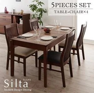 モダンデザインダイニング[Silta]シルタ 5点セット（テーブル+チェアx4） [チェア2脚]]ホワイトx[チェア2脚]ブラック
