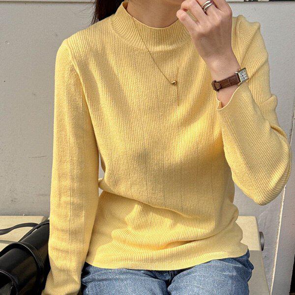 (KN)カシミアモックネックハーフネックニットTシャツ 冬ニットTシャツ