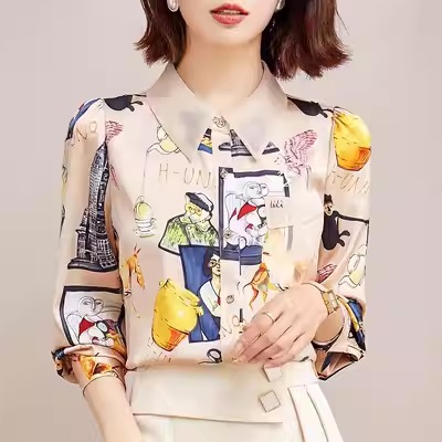 トップス シャツ ブラウス 袖あり 長袖 Vネック 襟付き シフォン 薄手 かわいい 大人可愛い きれいめ おしゃれ お洒落 かっこいい レトロ マニッシュ ボーイッシュ ラブリー キュート 個性的 7,889円