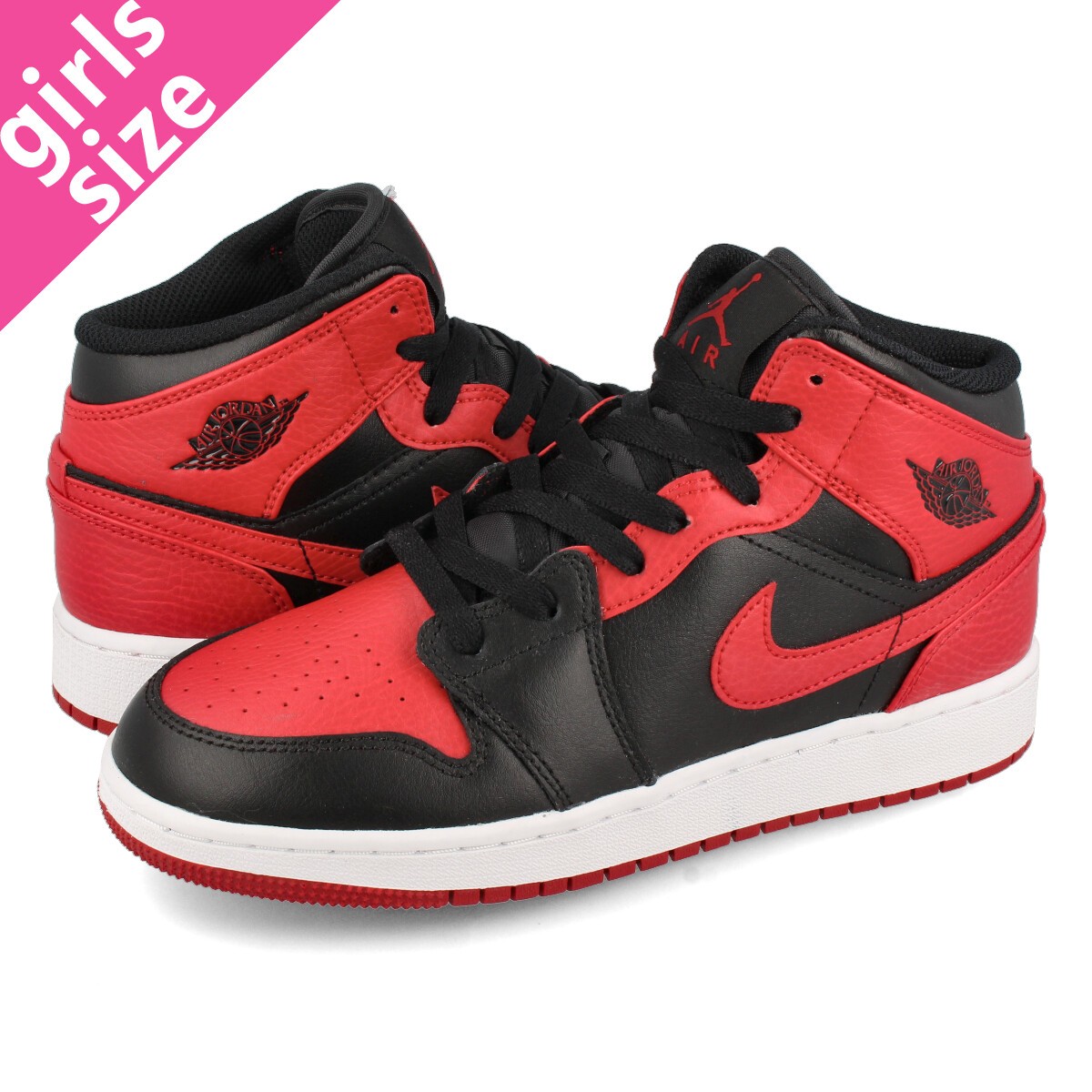 AIR JORDAN 1 MID GS BLACK/GYM RED/WHITE 【BRED】