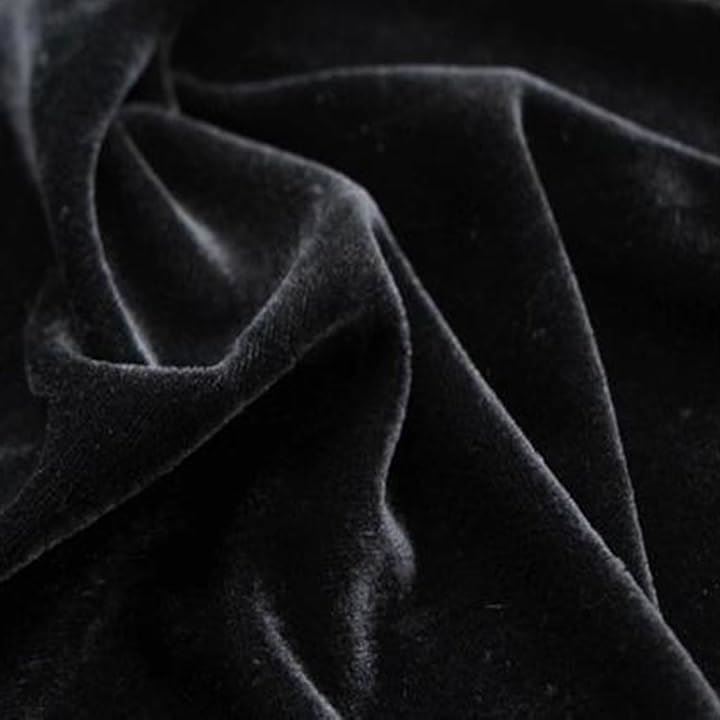 幅広2m 手芸用 ベロア 生地 やや薄手 カラー 無地 布(ブラック, 3m)