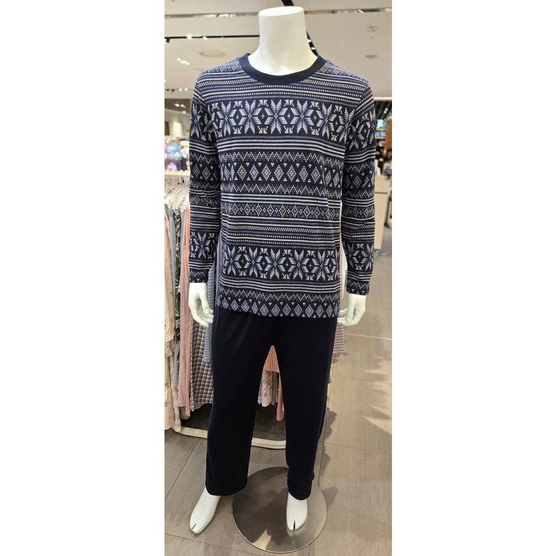 ポリ起毛ジャカード幾何学模様の男性ホームウェアセットEZ2957EZ2957P