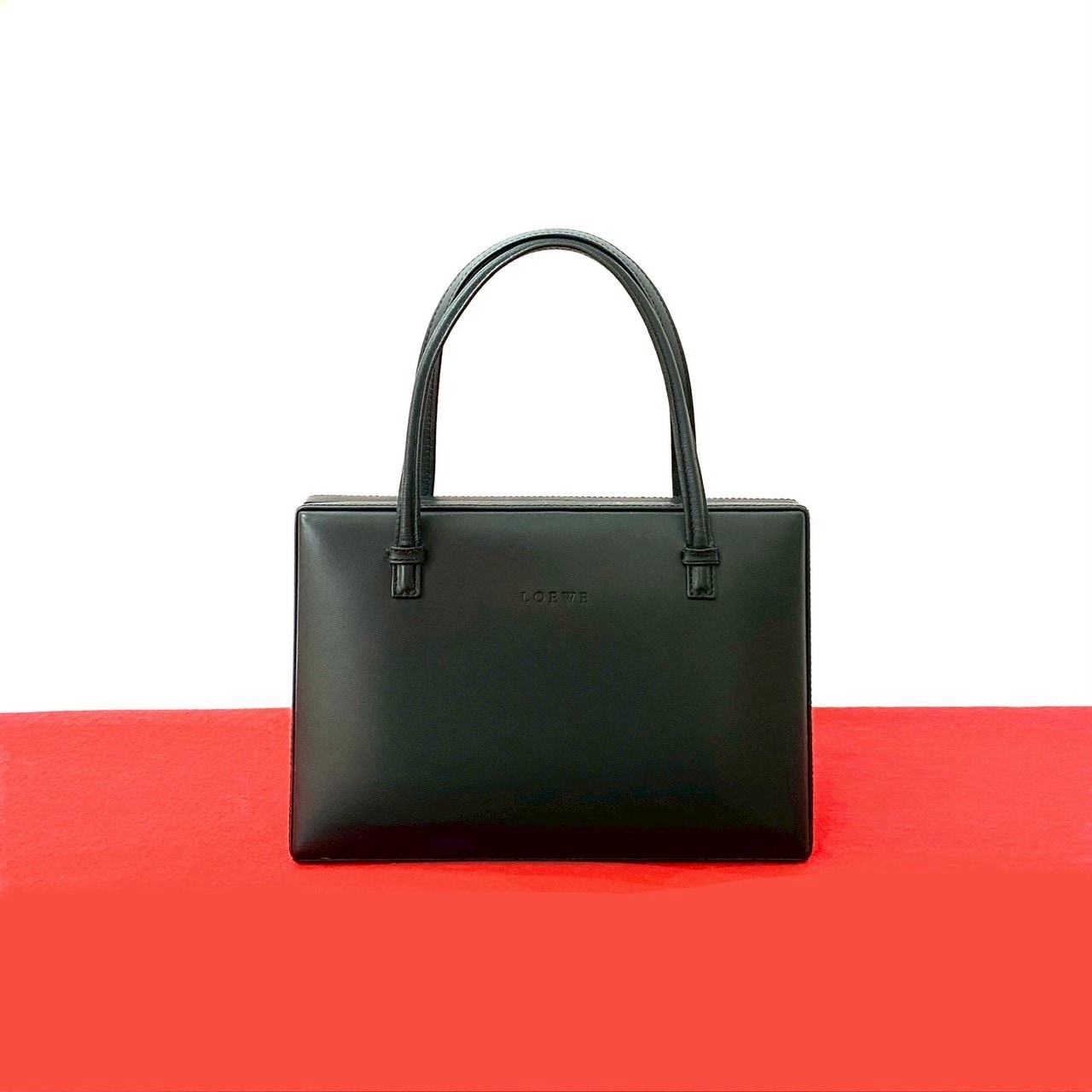 ロエベ ロゴハンドバッグ レザー ブラック 02361