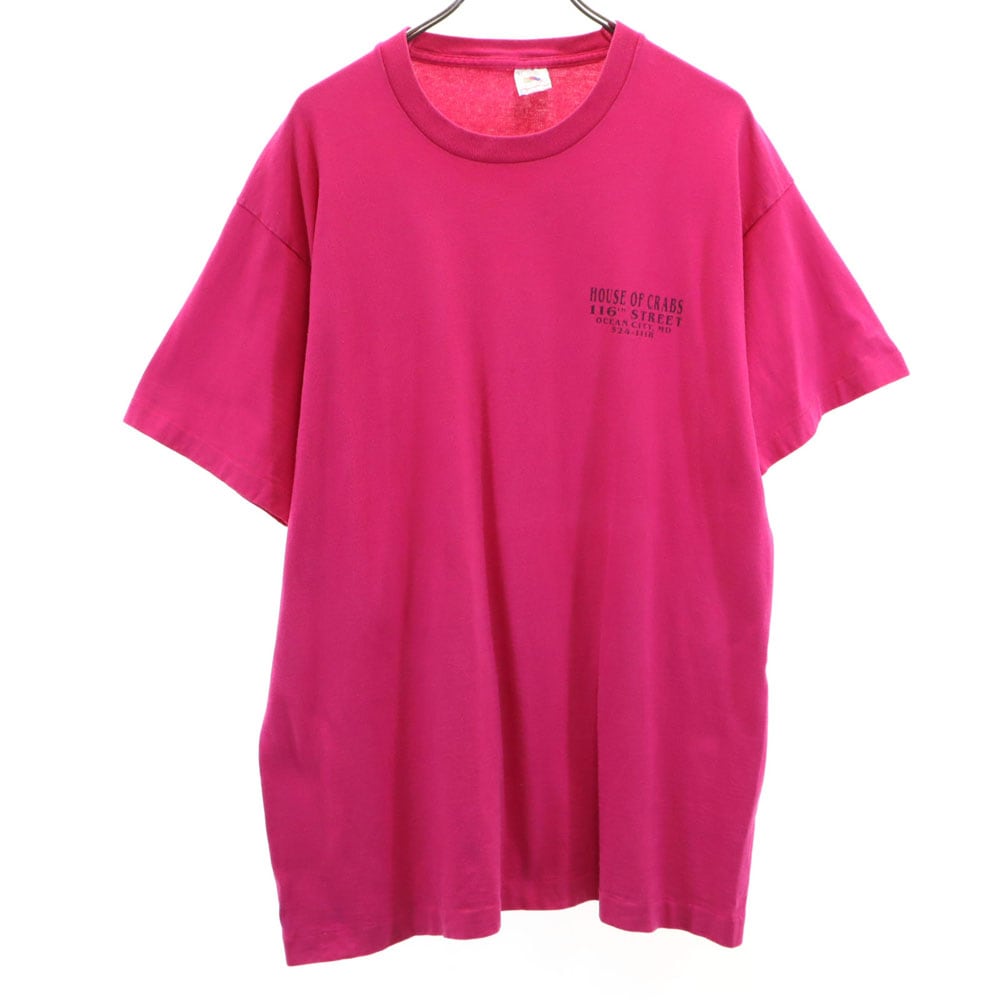 90s オールド バックプリント 半袖 Tシャツ ＸL ピンク メンズ