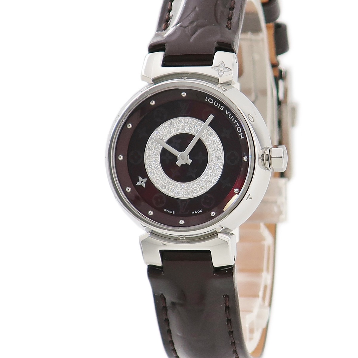 タンブール ホログラム Q121U クオーツ レディース 純正ダイヤ モノグラム フラワー アマラント 3年保証