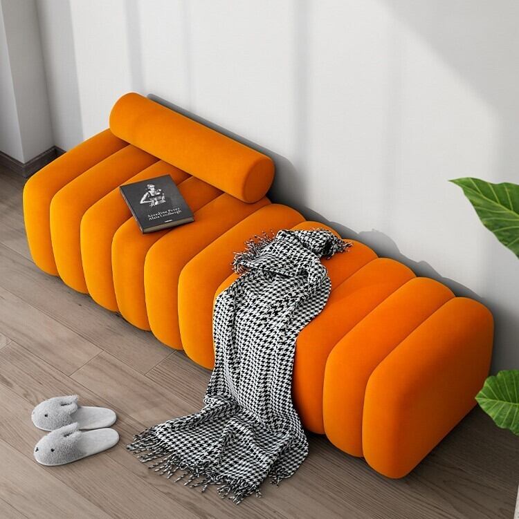 ソファー ふわふわ ラグジュアリー 韓国風 幅 150cm おしゃれ かわいい インテリア ベンチ ロー ソファ 白 ホワイト グレー オレンジ