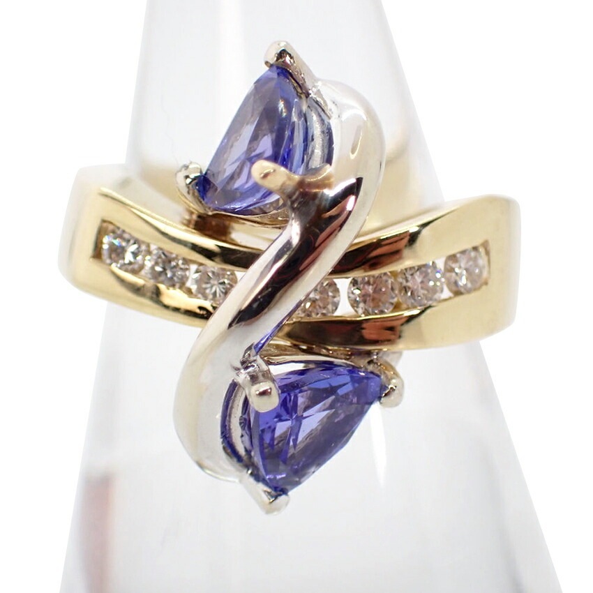 【中古】14K/WG タンザナイト/ダイヤ コンビ リング 12.5号[g288-42］