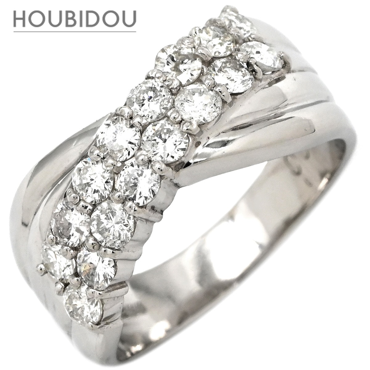 リング 指輪 ダイヤモンド 1.0ct プラチナシルバー プラチナ Pt850 クロス ウェーブデザイン クロスアーム 12.5号【中古】