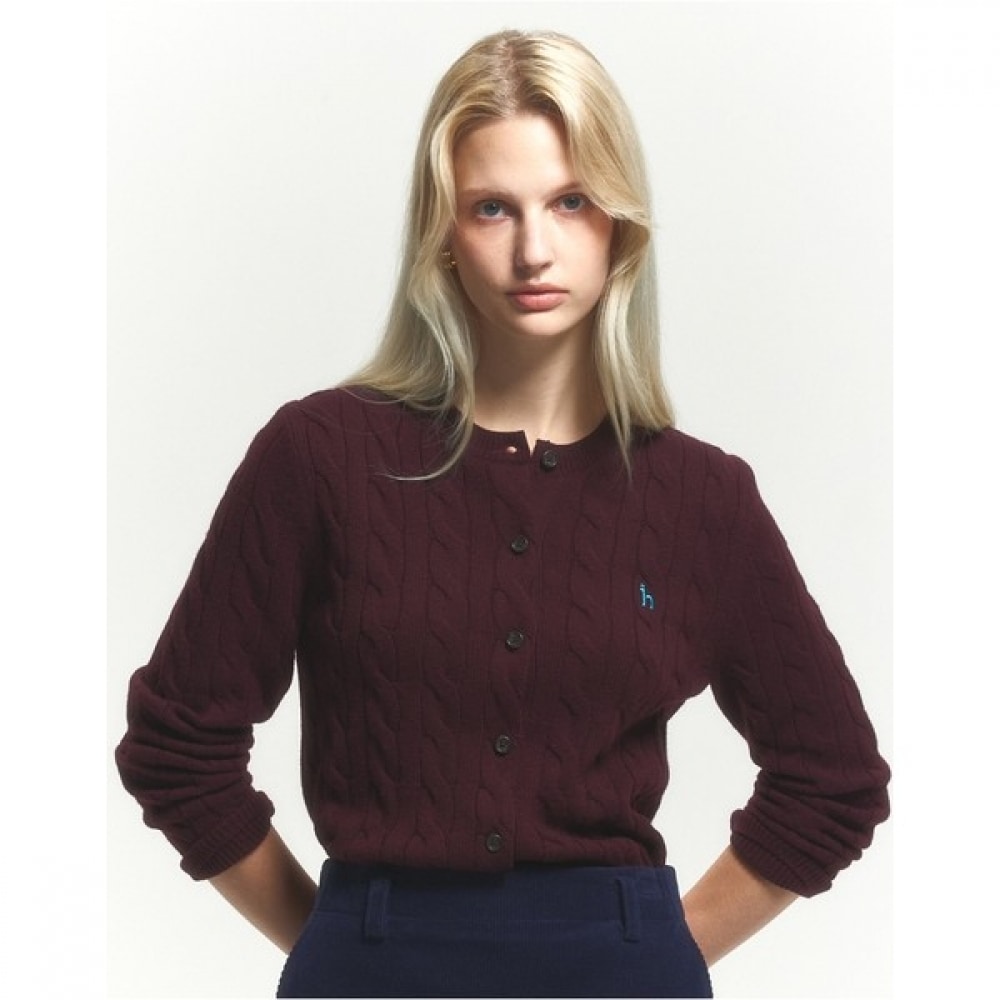 (ヘッジスレディース) 24FW ケーブルカーディガンバーガンディー HSSW4DC84D2