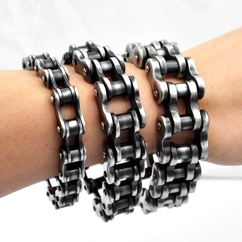 マットバイクチェーン ブレスレット 1個 鎖 手首 アクセサリー 細い 太い 男性 女性 単車好き プレゼント サージカルステンレス316L オートバイ 自転車 リアル stv00-00167xx