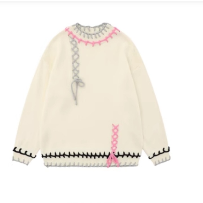 レディース トップス ニット セーター プルオーバー 長袖 ラウンドネック 伸縮性 かわいい 大人可愛い きれいめ シンプル カジュアル 上品 おしゃれ かっこいい レトロ こなれ感 ラフ ガーリー