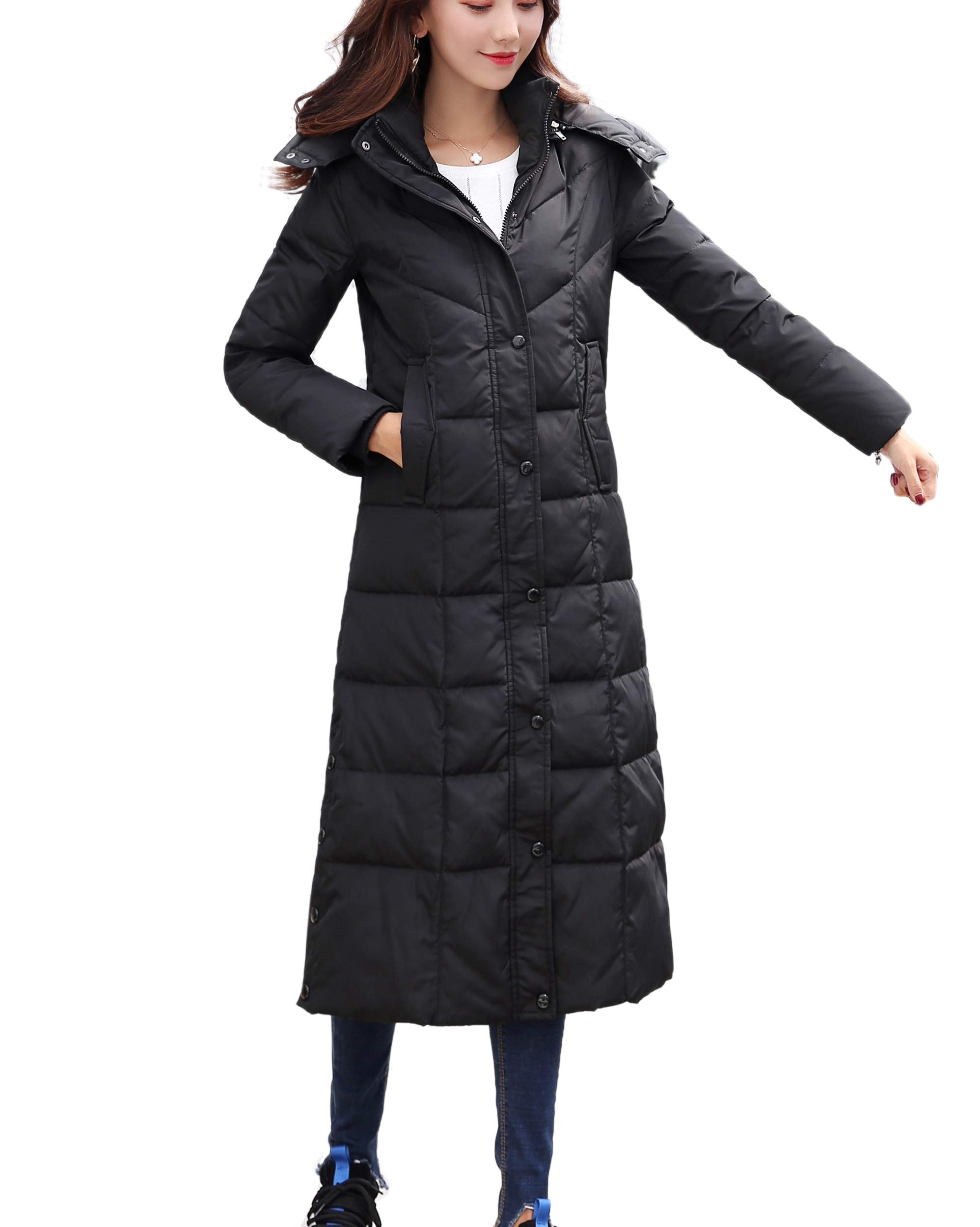ダウンコート レディース コート ジャケット ライトダウン 超ロング 膝丈 厚手 アウター 軽量 ファーフード付き おしゃれ シンプル 無地 細身 暖かい トップス 防寒着 防寒服 上着 秋冬