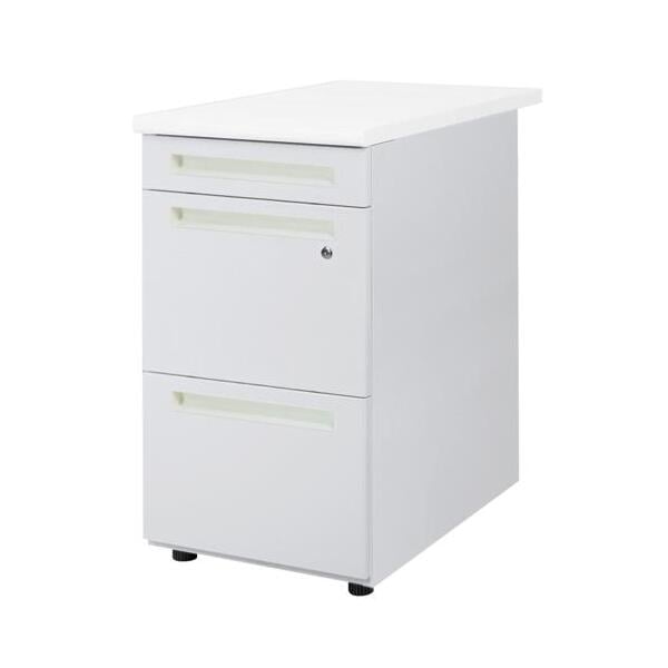 法人限定 Netforce LD-WD3-W-NG-WH 天板ホワイト×本体ニューグレー 3段脇机 メーカー直送