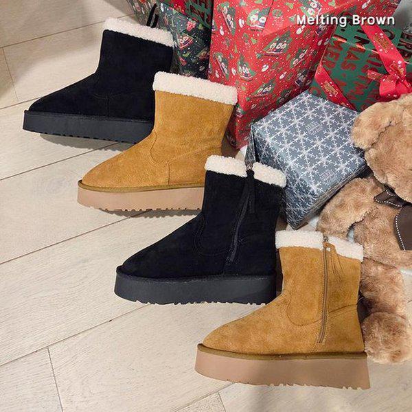 女性スエードアンクルブーツファーブーツ SS50