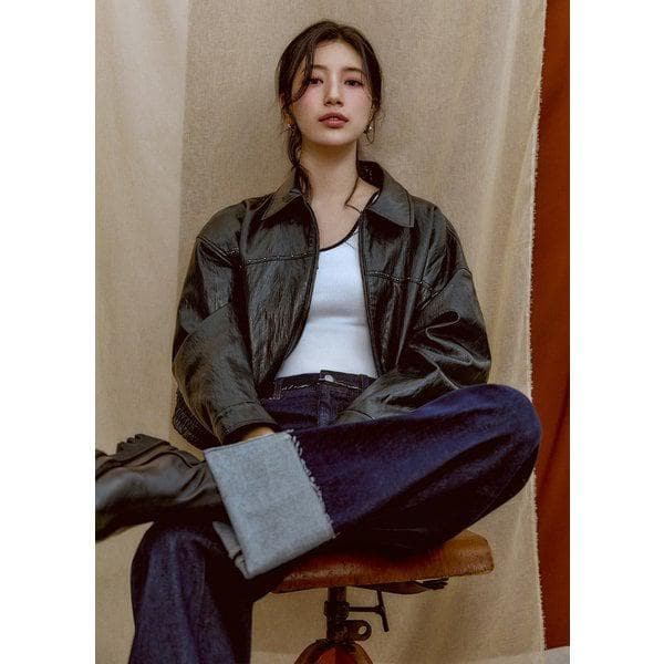 YP4W7850 [SUZY] スタッズ フェイクレザー ジャケット