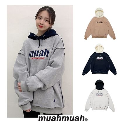 MUAHMUAH Combi point logo Double Napping hoodie