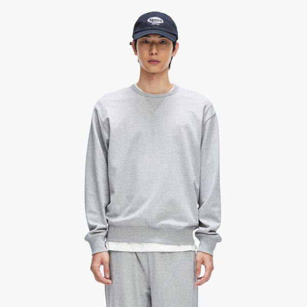 男女共用グレーエッセンシャルマンツーマンTシャツ/季節の変わり目カジュアル長袖TシャツPS3MT24S121_IC