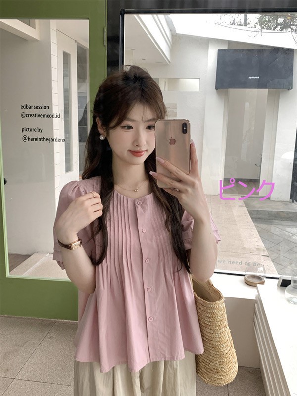 トップスシャツブラウスオーバーサイズトップス 女の子 日常 通学 春 トップス ブラウス カジュアル 韓国 可愛いシンプル 短袖 夏 通勤 韓国系 シャツ レディース フリーサイズ おしゃれ 5,331円