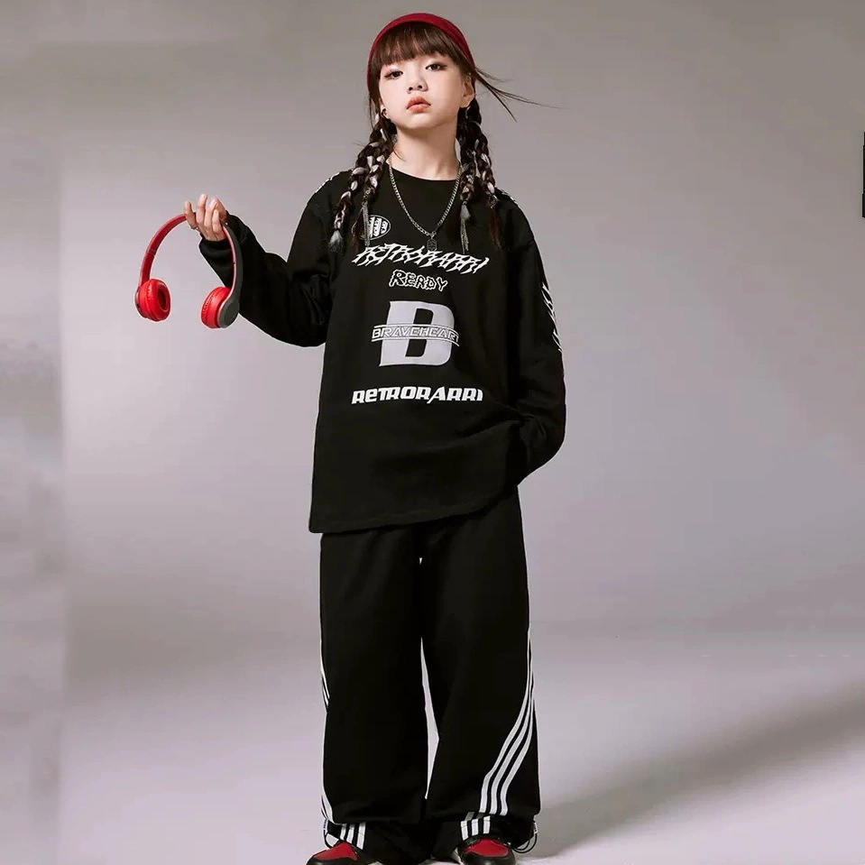 子供用ストリートダンスのファッション服hiphopスーツの男の子のゆったりしたヒップホップの女の子のジャズダンスの公演服のクールな子供