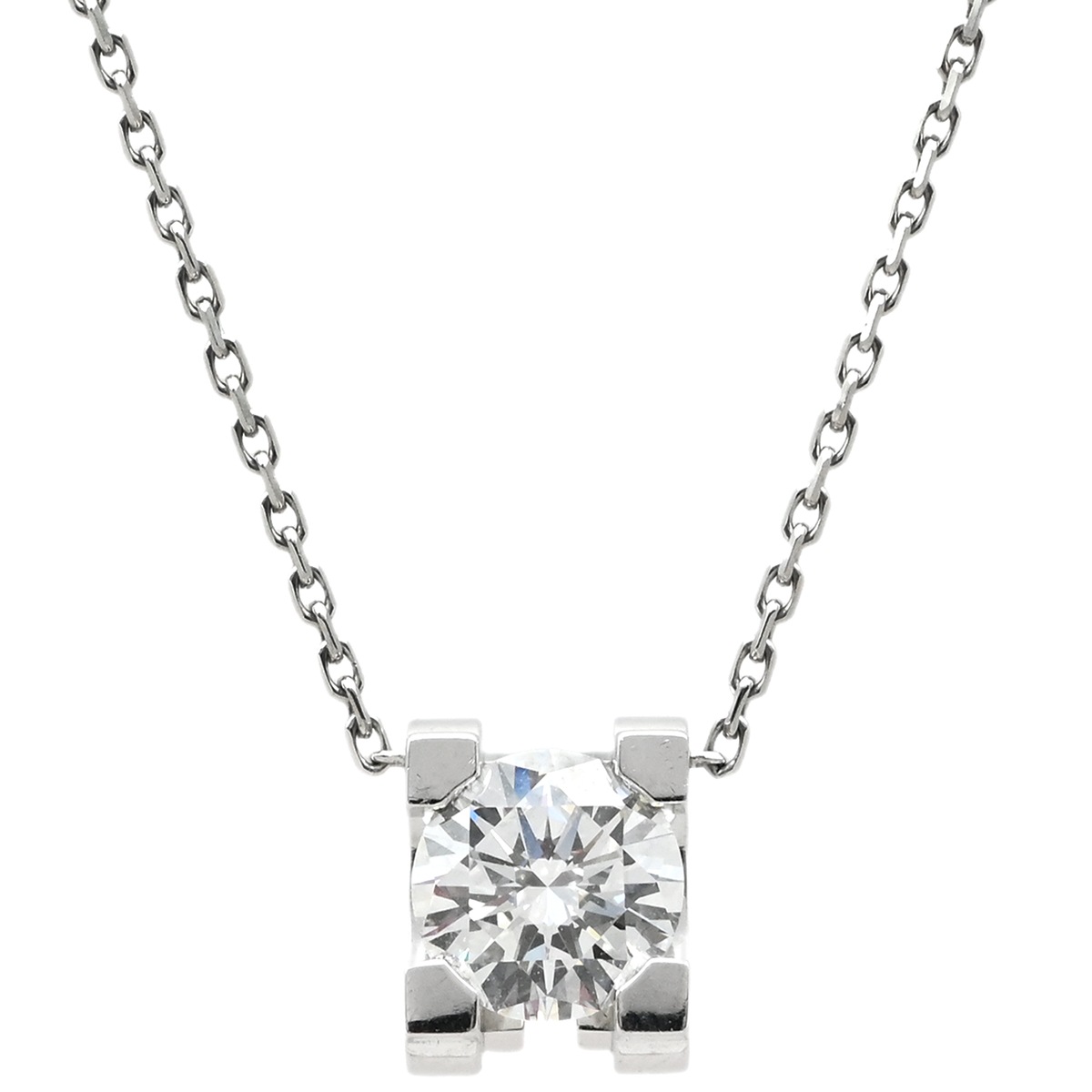 カルティエ ネックレス C ドゥ カルティエ ダイヤモンド ペンダント ホワイトゴールド Cartier 18K 1粒 0.75ct N7406200 【箱】【中古】