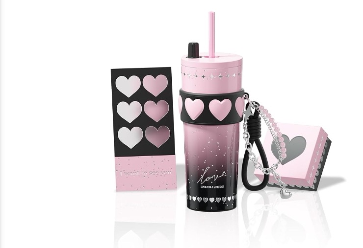 710ml 保温保冷タンブラー ステンレス製 漏れない ウォーターボトル ストラップ付き ポータブルコーヒーカップ プレゼント (霞色ときめき)色: 霞色ときめき 7,446円