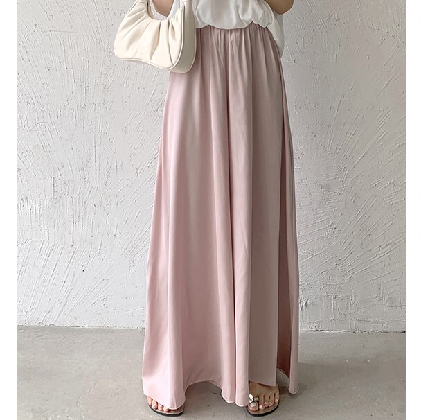 パンツ スカート風 ワイドパンツ ガウチョ サテン きれいめ 大人 かわいい ドレープ ボトムス ズボン ワイドパンツ ロング丈 マキシ丈 フレア ワイド ガウチョ Aライン ハイウエスト 薄手