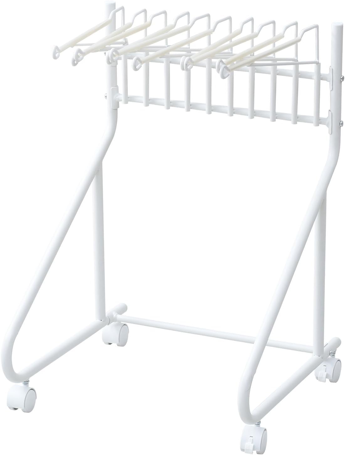 山善(YAMAZEN) スラックスハンガー キャスター付き 10本 出し入れカンタン すべりにくい 選びやすい 幅45.5×奥行43.5×高さ66.5 スラックスハンガーラック 組立品 ホワイト