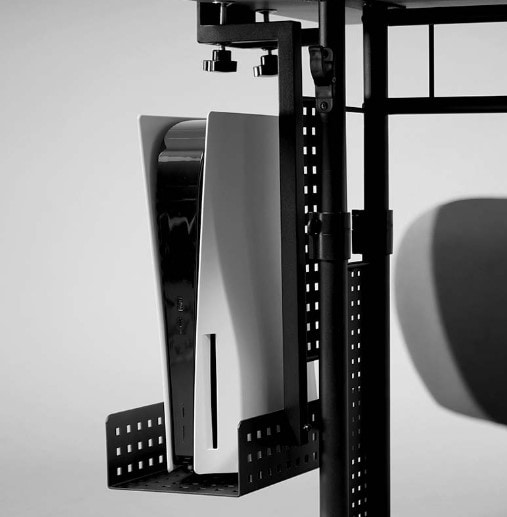 バウヒュッテ ゲーム機収納ラックデスク下タイプ(ブラック・サイズ：幅33cm×奥行19cm×高さ51～55.5cm) BHS330GBK