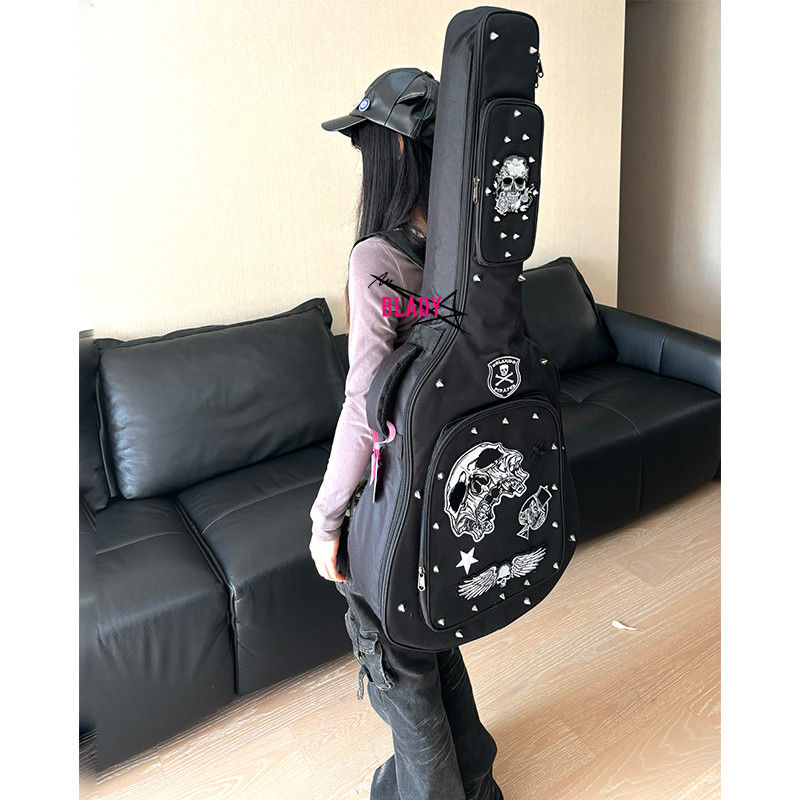 エレキギター　音楽初心者から愛好家まで演奏して楽しめるバック付きスカルコレクションギターバッグユニバーサルオリジナルダークウィンドパンクロックエキスロフォンバスバッグ
