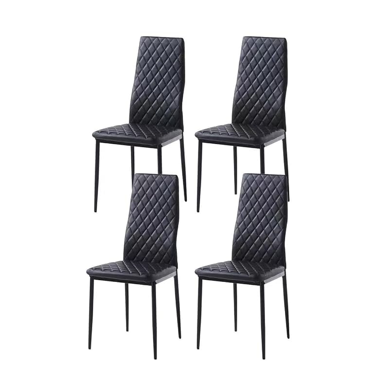 ダイニングチェア 4脚セット レザー 椅子 イス 食卓椅子 菱形 レトロ 北欧 コンパクト リビングチェア (ブラック)