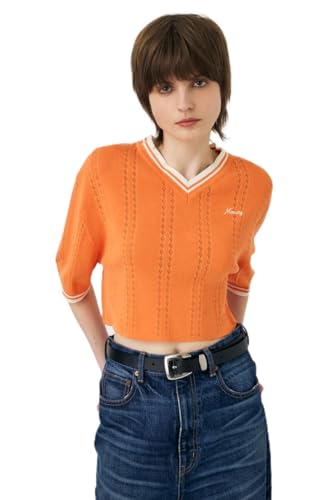 [マウジー] CROPPED KNIT Tシャツ 010HSL70-0710 レディース FREE オレンジ
