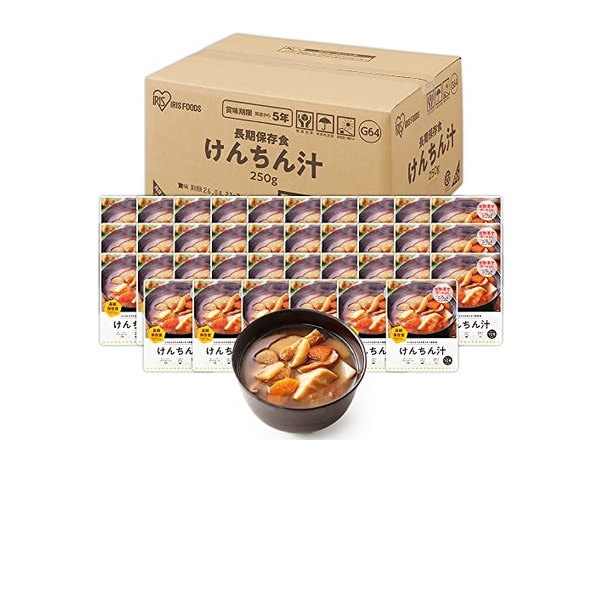アイリスオーヤマ けんちん汁 パウチ 250g ×36個 非常食 保存食 長期保存 (製造から) 5年